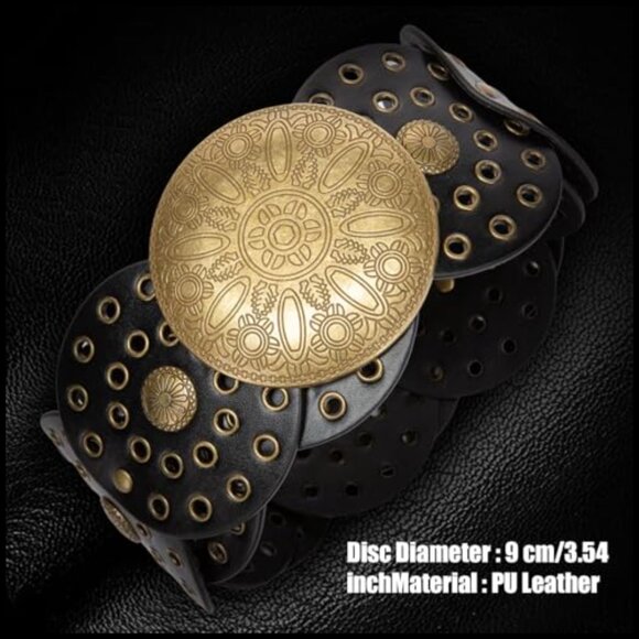 Vintage Floral Embossed Leather Belt Western Style Silver Buckle Boho main image 4